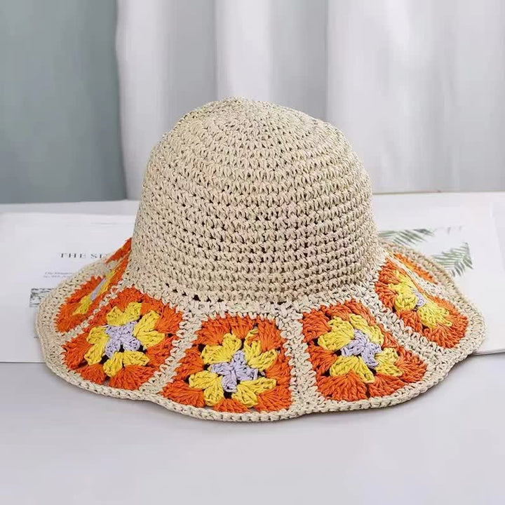 Women's Woven Floral Crochet Bucket Foldable Straw Hat - Beige - M (22"-22 7/8") - image 6