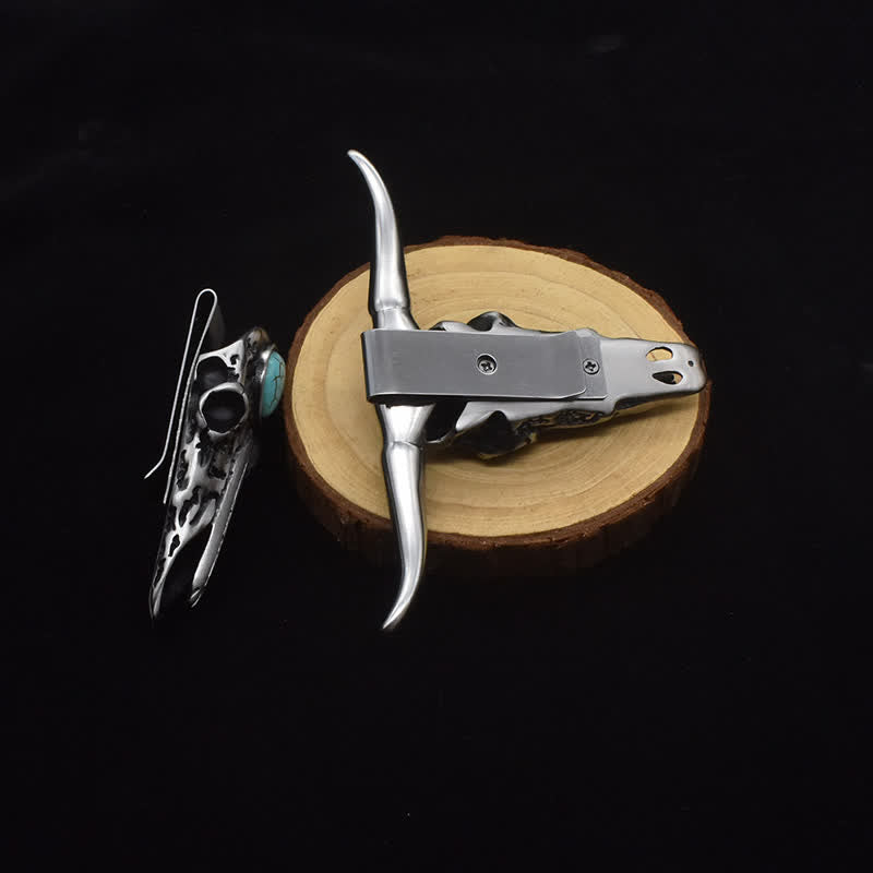 Longhorn Skull Turquoise Multi-function EDC Tool Pendant Belt Buckle - image 2