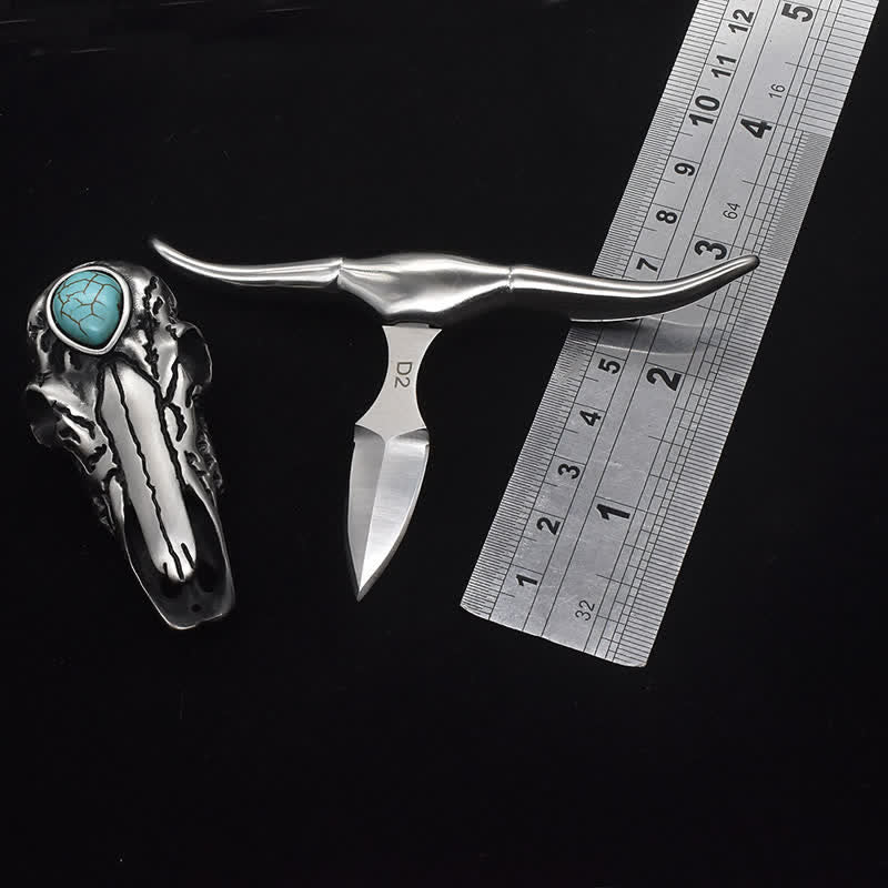 Longhorn Skull Turquoise Multi-function EDC Tool Pendant Belt Buckle (PRE-SALE) - image 3