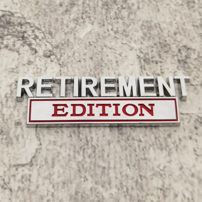 RETIREMENT EDITION Metal Sticker Car Badge - Silver & Red - image 4