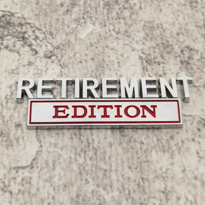 RETIREMENT EDITION Metal Sticker Car Badge - Silver & Red - image 4