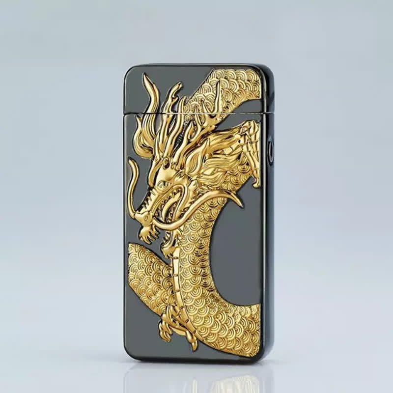 Dragon Double Arc Flameless Usb Rechargeable Electronic Lighter - Dragon - Black & Gold - image 2