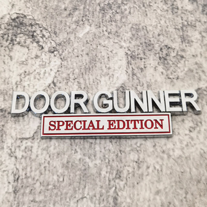 DOOR GUNNER SPECIAL EDITION Metal Sticker Car Badge - Silver & Red - image 1
