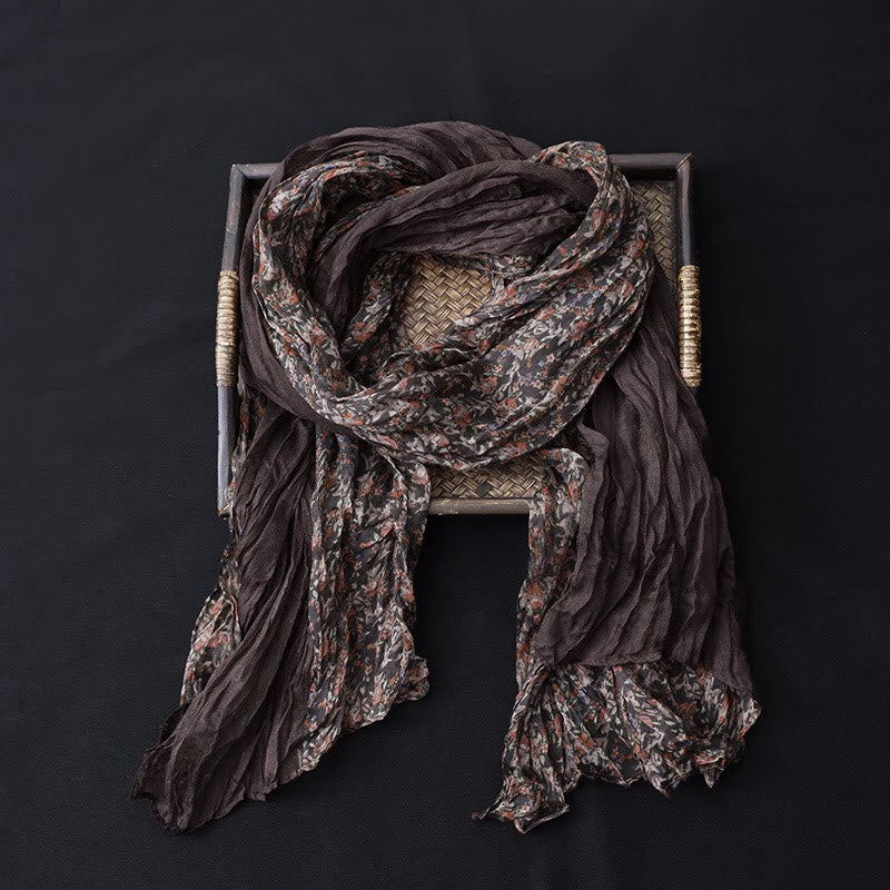 Spring Floral Contrast Color Cotton And Linen Thin Scarf - image 13