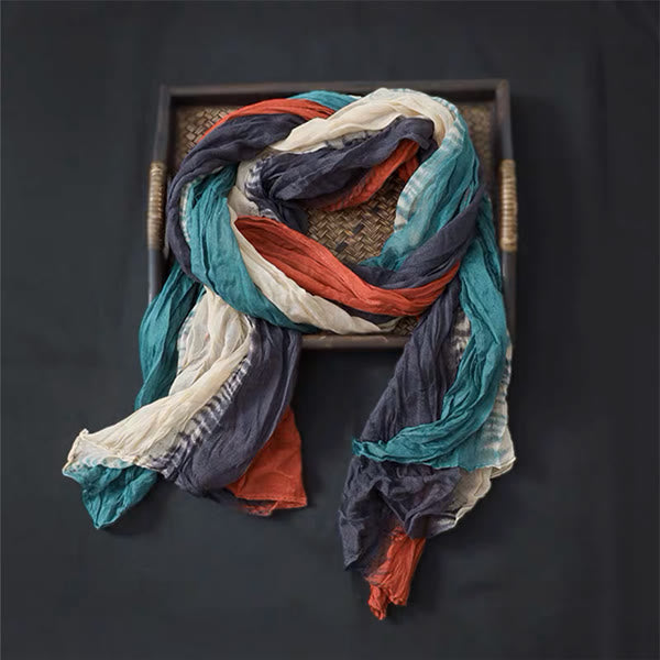 Spring Floral Contrast Color Cotton And Linen Thin Scarf - image 1