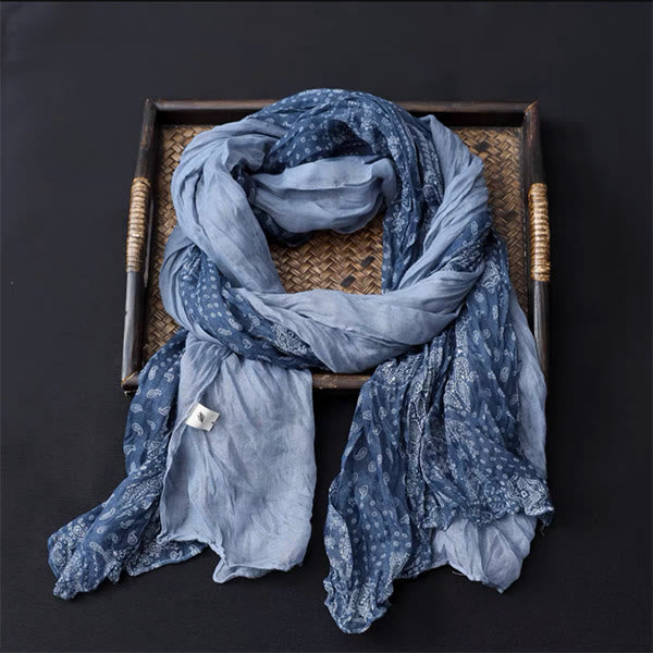 Spring Floral Contrast Color Cotton And Linen Thin Scarf - image 0