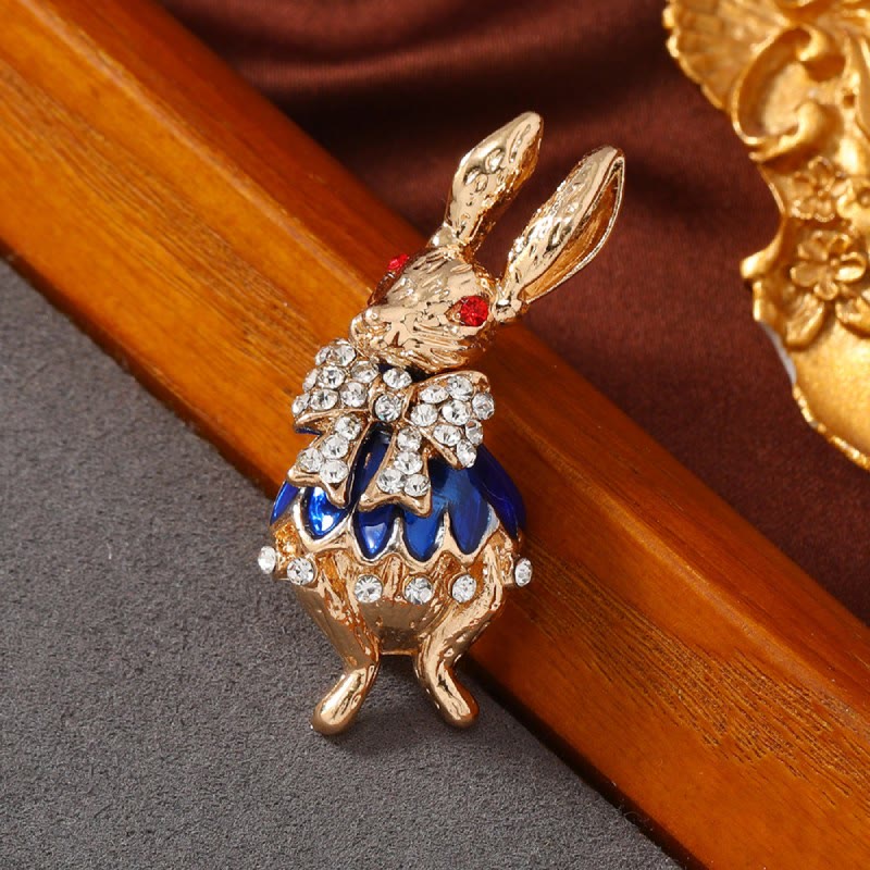 Cute Glaze Rhinestone Rabbit Brooch Shirt Accessories - image 4