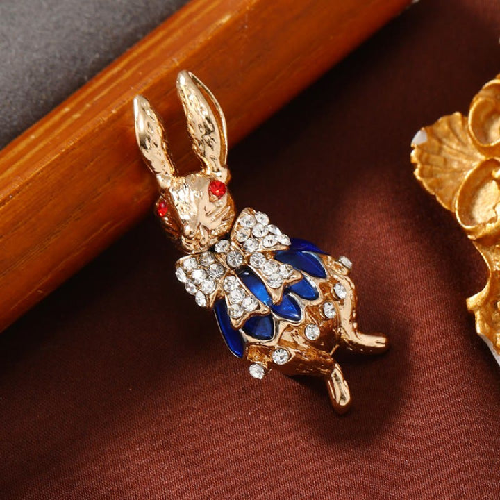 Cute Glaze Rhinestone Rabbit Brooch Shirt Accessories - image 5