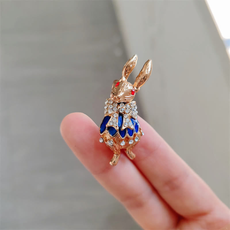 Cute Glaze Rhinestone Rabbit Brooch Shirt Accessories - image 3