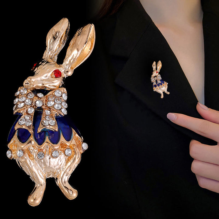 Cute Glaze Rhinestone Rabbit Brooch Shirt Accessories - Rabbit - image 0