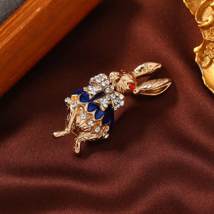 Cute Glaze Rhinestone Rabbit Brooch Shirt Accessories - image 6