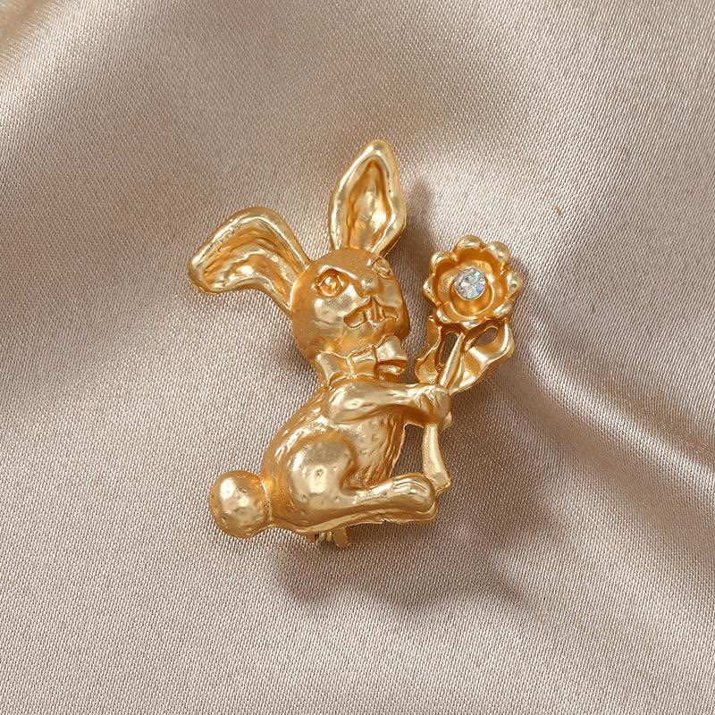 Vintage Rabbit With Sunflowers Brooch Shirt Accessories - Rabbit With Sunflowers - image 0