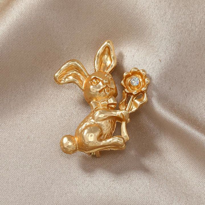 Vintage Rabbit With Sunflowers Brooch Shirt Accessories - Rabbit With Sunflowers - image 0
