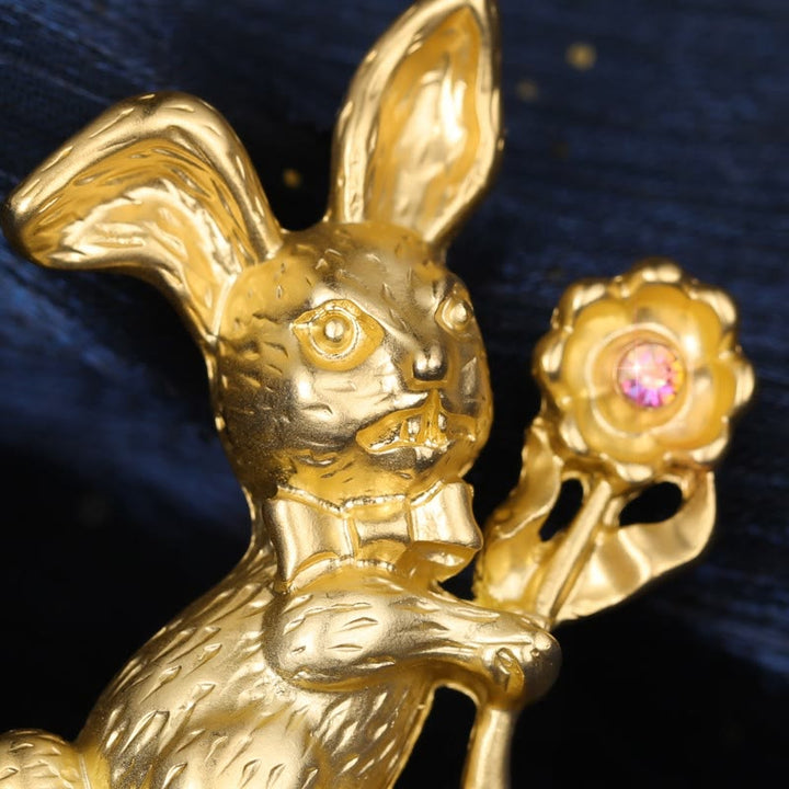 Vintage Rabbit With Sunflowers Brooch Shirt Accessories - image 6