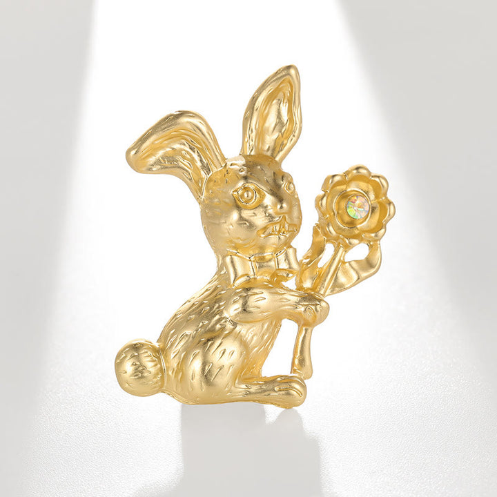 Vintage Rabbit With Sunflowers Brooch Shirt Accessories - image 8
