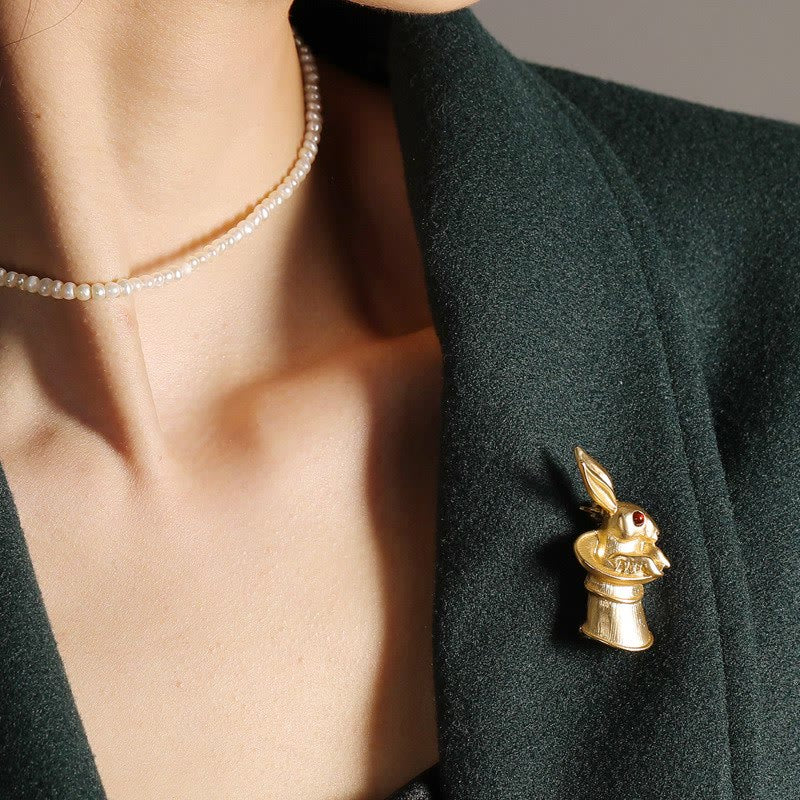 Vintage Baby Rabbit Brooch Gold Shirt Accessories