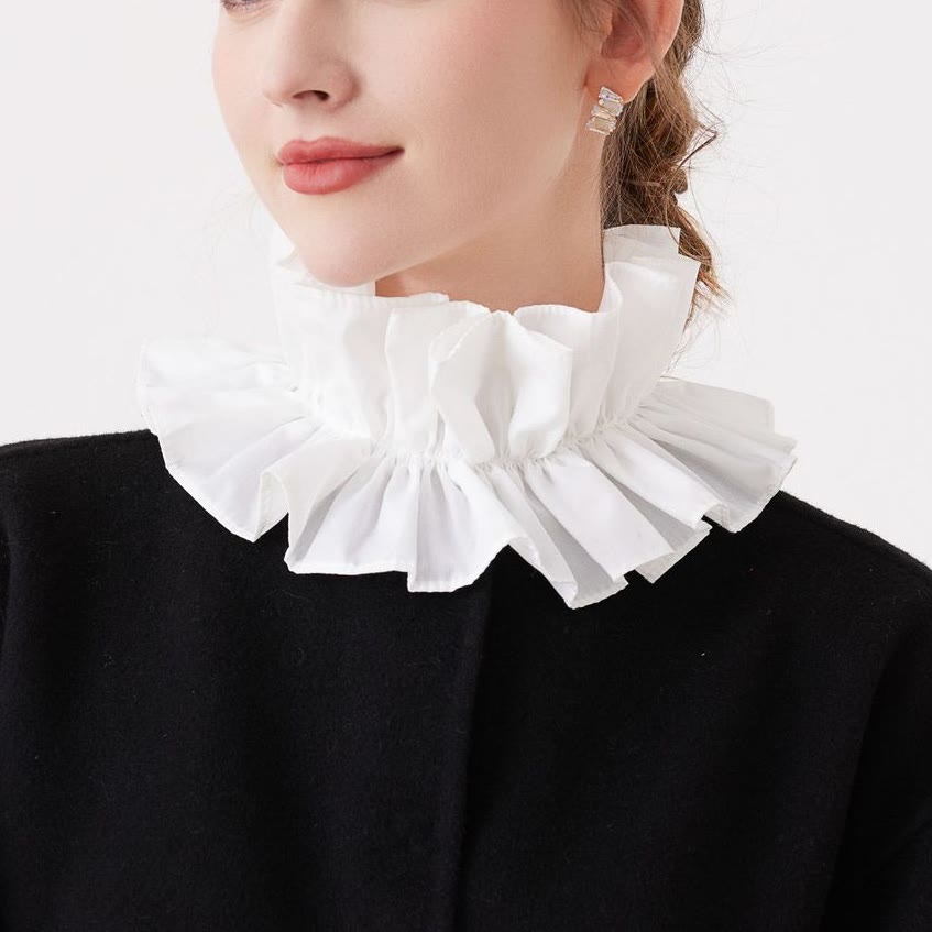 Pleated Court Ruff Collar Detachable False Collar Shirt - White - One Size - image 0