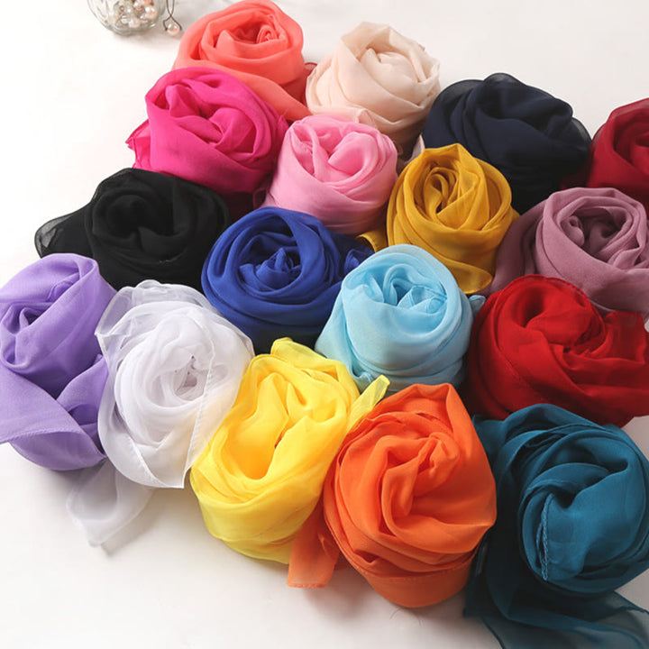 Summer Solid Color Sunscreen Thin Chiffon Scarf - image 3