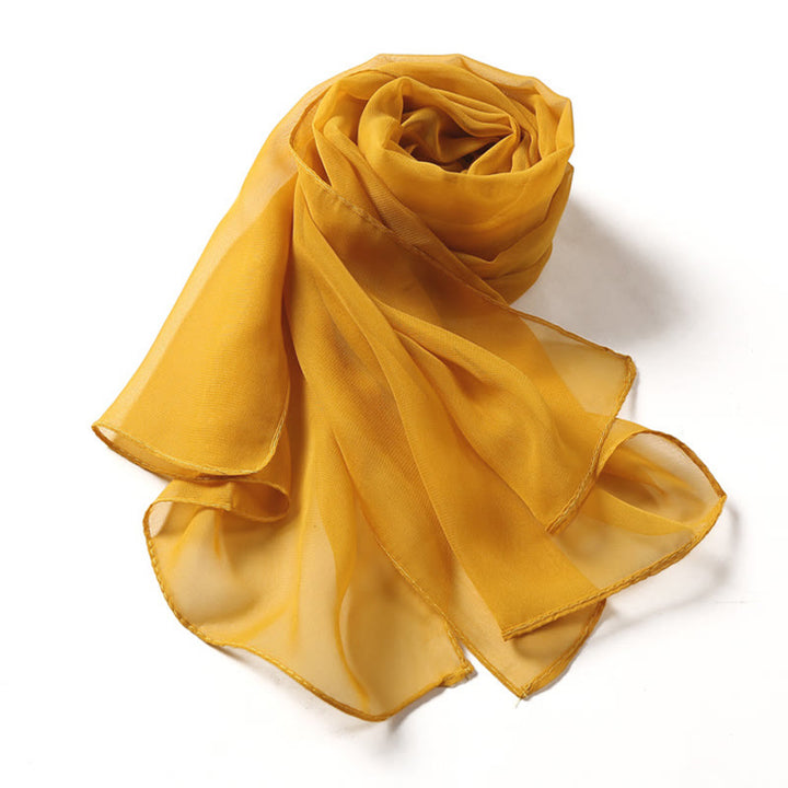 Summer Solid Color Sunscreen Thin Chiffon Scarf - image 15