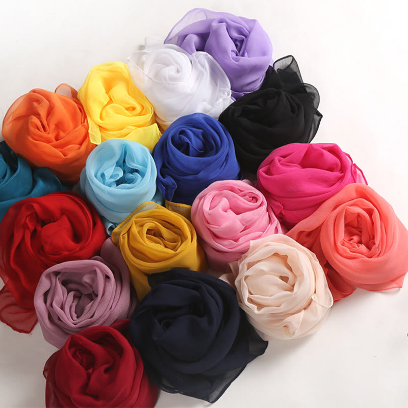 Summer Solid Color Sunscreen Thin Chiffon Scarf - image 2