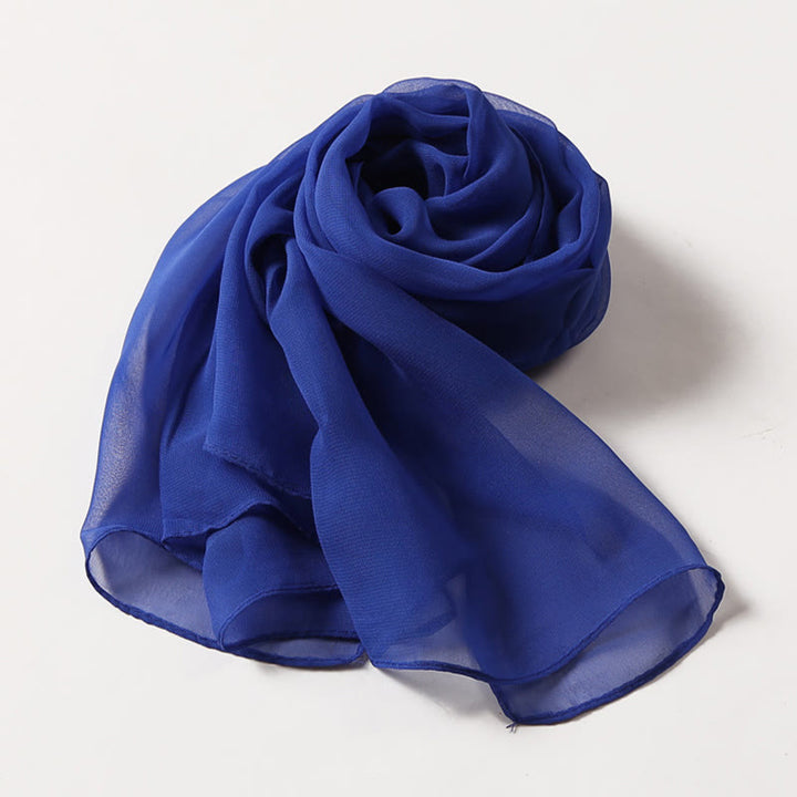 Summer Solid Color Sunscreen Thin Chiffon Scarf - image 24