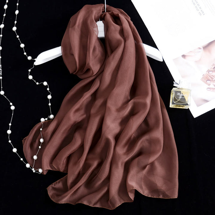 Summer Solid Color Sunscreen Thin Chiffon Scarf - #19 SaddleBrown - image 29