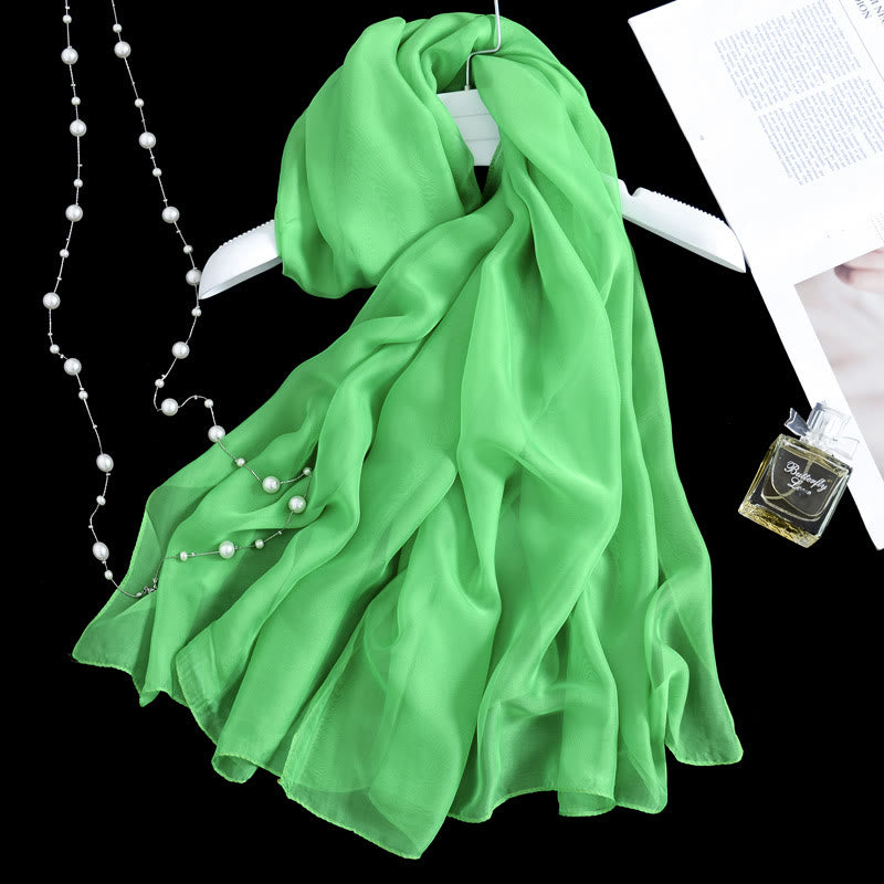 Summer Solid Color Sunscreen Thin Chiffon Scarf - #20 PaleGreen - image 30