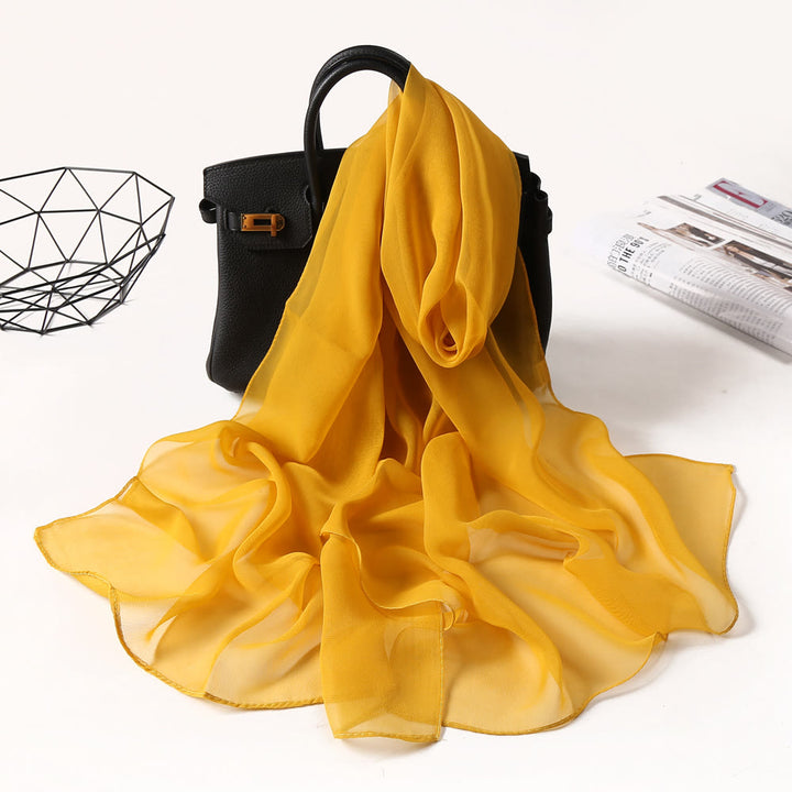 Summer Solid Color Sunscreen Thin Chiffon Scarf - #9 Gold - image 14