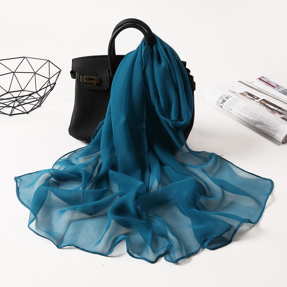 Summer Solid Color Sunscreen Thin Chiffon Scarf - #1 CadetBlue - image 0