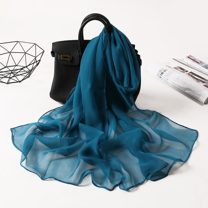 Summer Solid Color Sunscreen Thin Chiffon Scarf - #1 CadetBlue - image 0