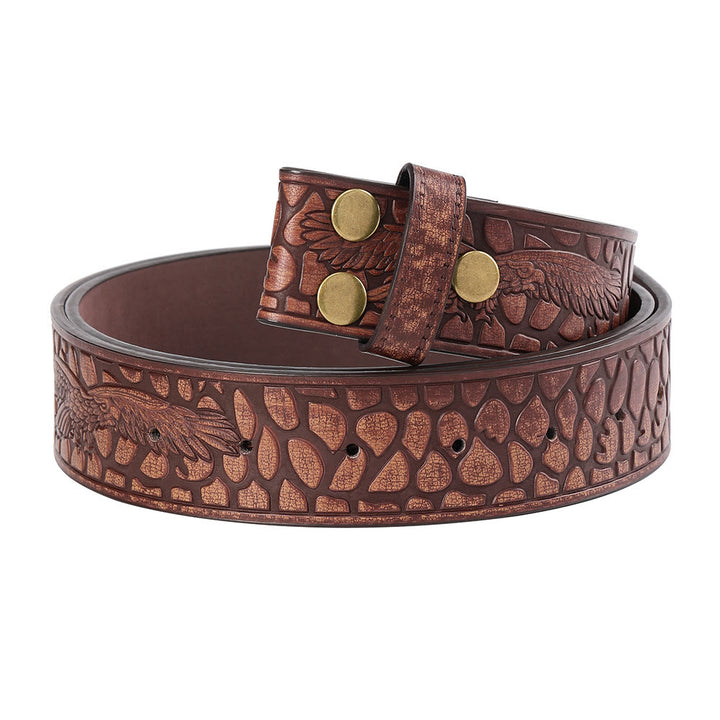Men's Vintage Crocodile Print Pattern DIY Leather Belt - 46 - image 0