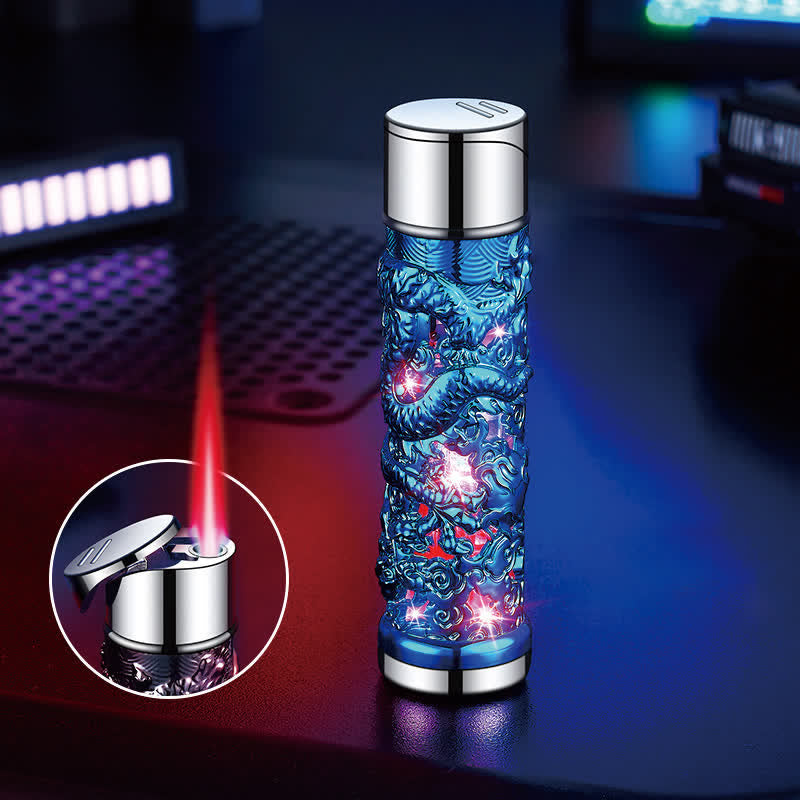 Dragon Creative LED Flash Cylindrical Refillable Butane Lighter - Blue - image 13
