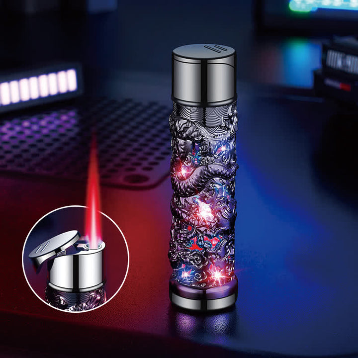 Dragon Creative LED Flash Cylindrical Refillable Butane Lighter - Black - image 11