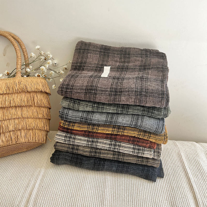 Soft Spring Linen Splicing Checked Thin Scarf - image 0