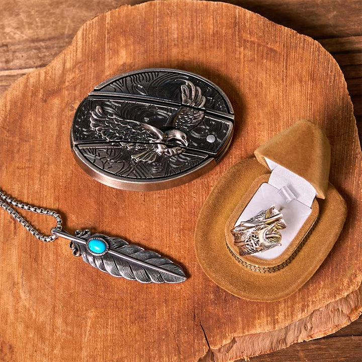 Eagle DIY Hidden Knife Belt Buckle With Feather Ring Bundle Set - image 2