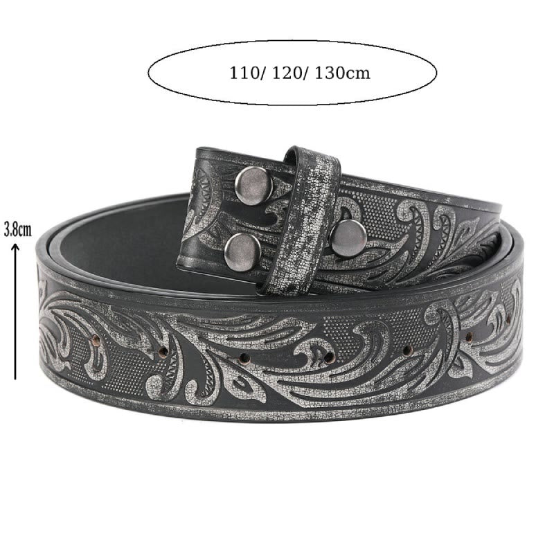 Men's Black Floral Pattern DIY Leather Belt - image 2