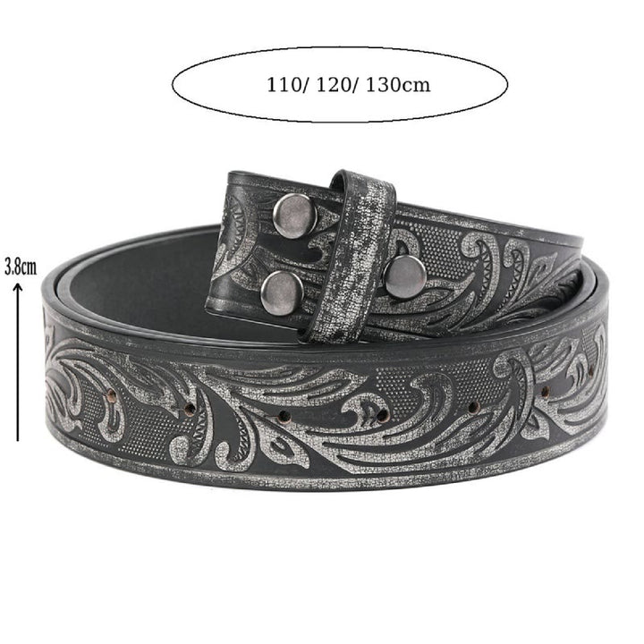 Men's Black Floral Pattern DIY Leather Belt - image 2