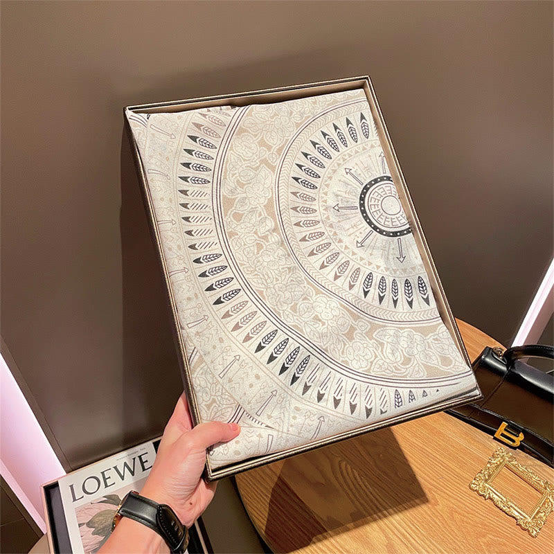 White Ethnic Artistic Printed Cotton And Linen Thin Scarf - image 1