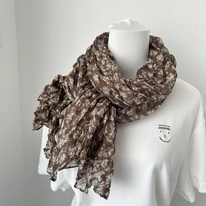 Vintage Pleated Printed Cotton And Linen Thin Scarf - #13 Peru - image 16