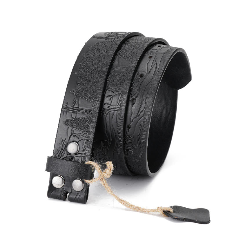 Men's Black Elk Pattern DIY Leather Belt - 42 - image 0