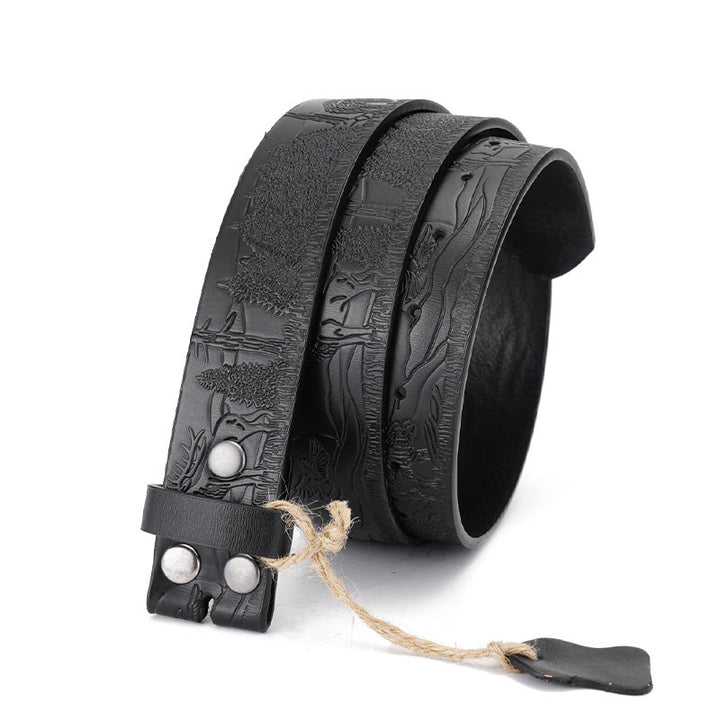 Men's Black Elk Pattern DIY Leather Belt - 42 - image 0