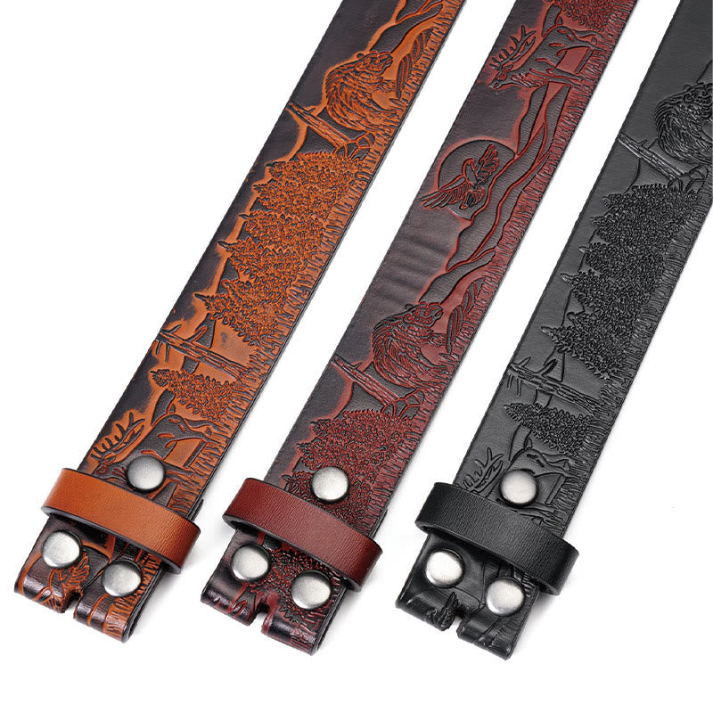 Men's Black Elk Pattern DIY Leather Belt - image 1