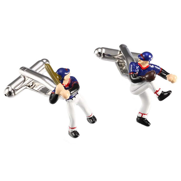 Men's 1 Pair Baseball Time Button Covers Set Cufflinks - image 2