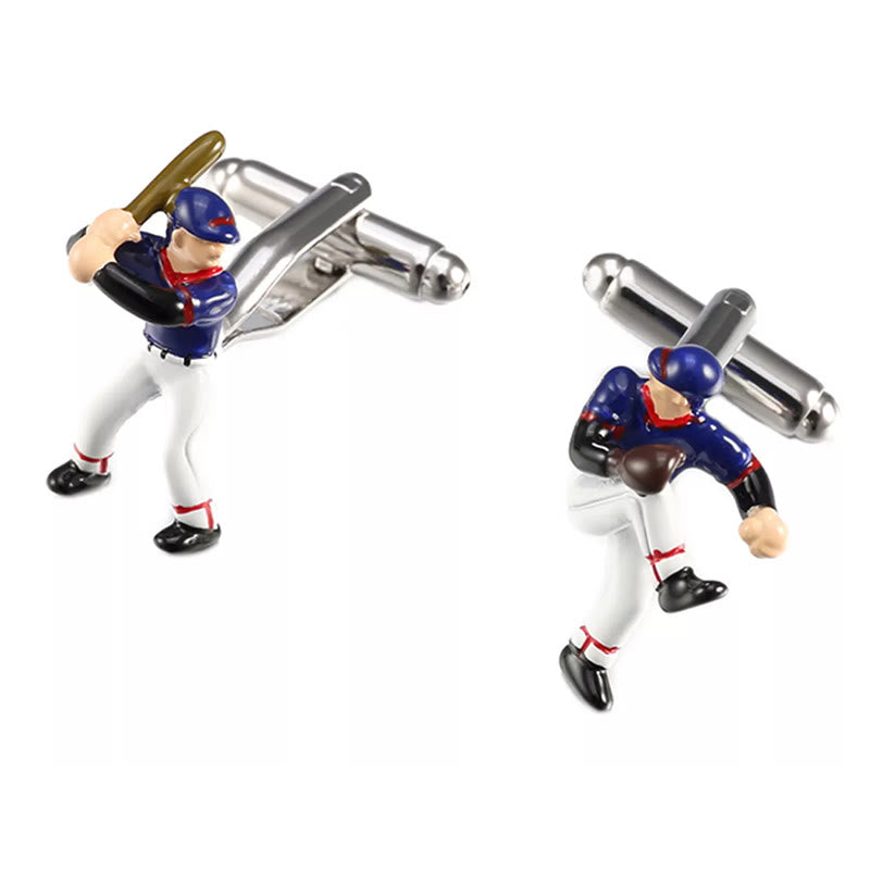 Men's 1 Pair Baseball Time Button Covers Set Cufflinks - image 5