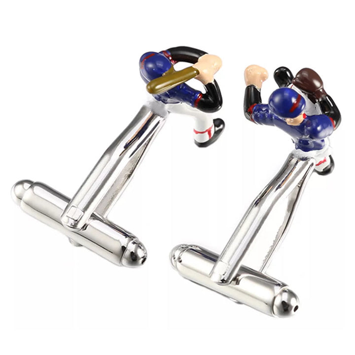 Men's 1 Pair Baseball Time Button Covers Set Cufflinks - image 9