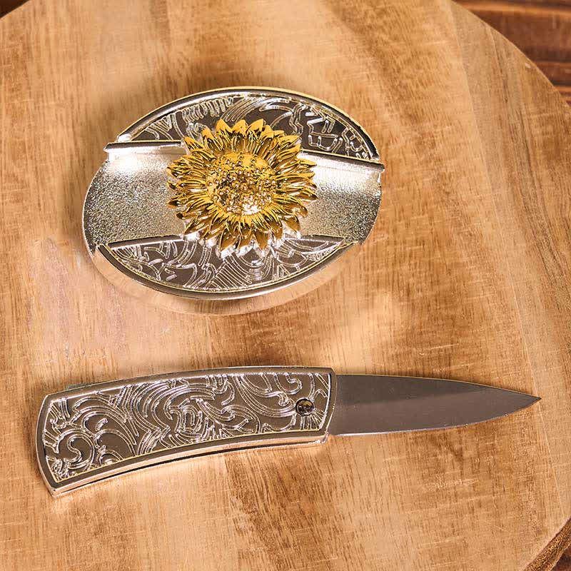 Gold & Silver DIY Hidden Knife Belt Buckle Turquoise Longhorn Pendant Bundle Set - image 13