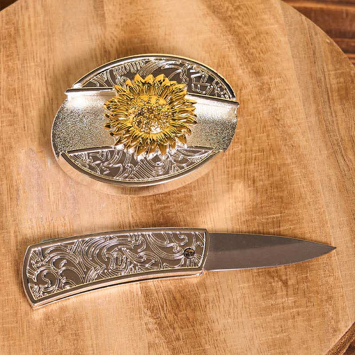 Gold & Silver DIY Hidden Knife Belt Buckle Turquoise Longhorn Pendant Bundle Set - image 13