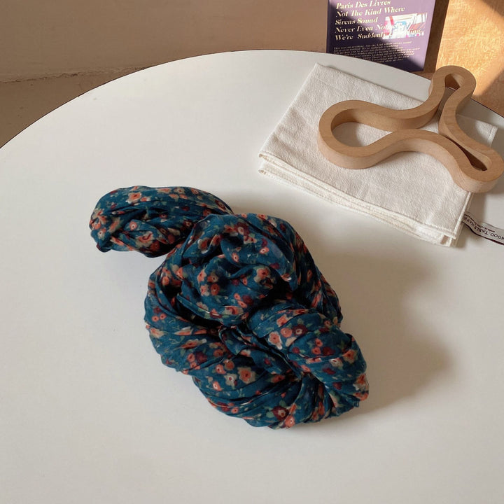 Women's Vintage Pleated Floral Thin Soft Scarf - #20 DarkBlue - image 25