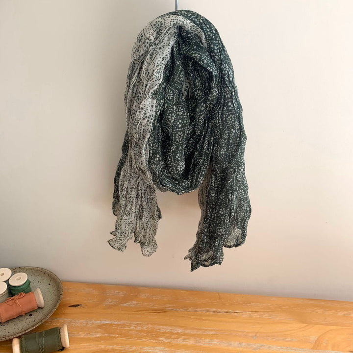 Women's Vintage Pleated Floral Thin Soft Scarf - #28 OliveDrab - image 33