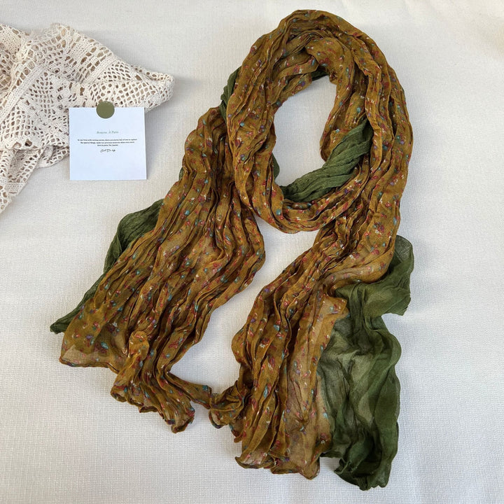 Women's Vintage Pleated Floral Thin Soft Scarf - #4 Peru - image 7